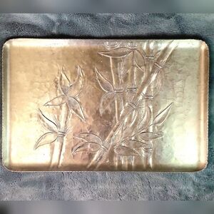 ✨️Vintage✨ Everlast Hand Forged Aluminum Serving Tray Mid-century Bamboo Pattern